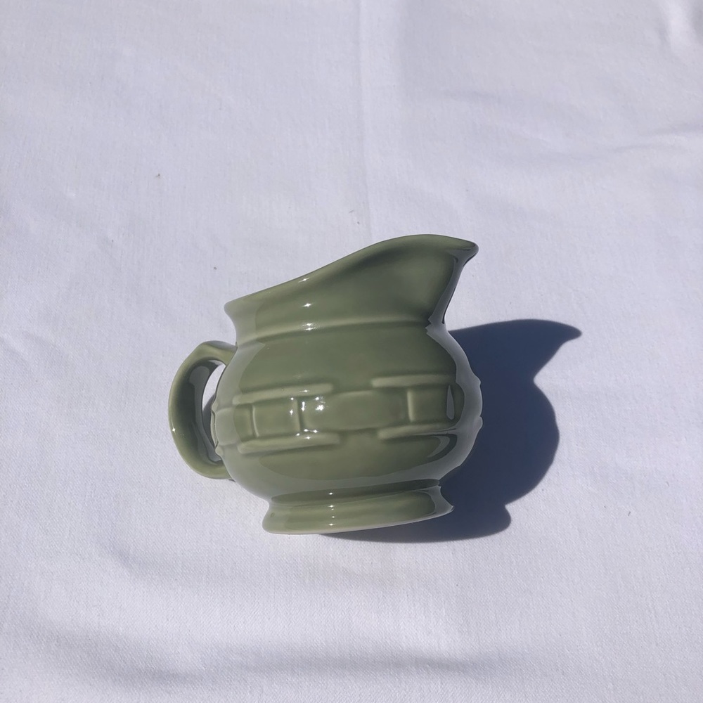 Longaberger Pottery Woven Traditions Sage Green Pitcher. Excellent condition